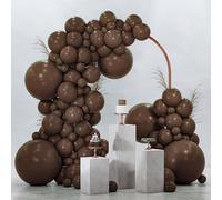 PartyWoo Lot de 120 ballons marron foncé de différentes tailles de 45,7 cm, 30,5 cm, 25,4 cm, 25,4 cm, 12,7 cm, 12,7 cm, style bohème neutre pour enterrement de vie de jeune fille, fête prénatale