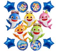 PartyWoo Lot de 13 ballons ronds à l'hélium en mylar pour garçons et filles - Décorations de fête d'anniversaire sous la mer et l'océan - Bleu