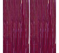 PartyWoo Lot de 2 rideaux à franges en aluminium - 1 x 2 m - Bordeaux
