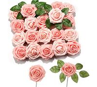 PartyWoo Lot de 20 roses artificielles en mousse, fleurs artificielles pour décoration d'anniversaire, de mariage, de fête (rose)