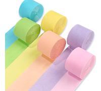 PartyWoo Lot de 6 banderoles en papier crépon de 150 m, lot de banderoles de fête en 6 couleurs pastel pour décorations d'anniversaire, décorations de fête, décorations (1,8 pouces x 82 pieds/rouleau)