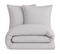 Parure 240x220 cm MILA polyester micro lavée gris perle 3 pièces