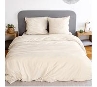 Parure 260x240 cm MILA polyester micro lavée marron sable 3 pièces