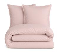 Parure 260x240 cm MILA polyester micro lavée rose poudré 3 pièces