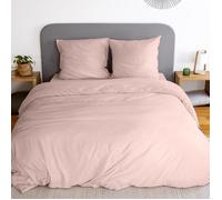 Parure 260x240 cm MILA polyester micro lavée rose poudré 3 pièces
