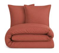 Parure 260x240 cm MILA polyester micro lavée rouge terracotta 3 pièces