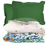 Parure 280x240 cm 50x70 cm 100% coton ÉVASION Blanc vert 3 pièces