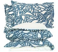 Parure 280x240 cm 50x70 cm 100% coton SERENA Bleu beige 3 pièces