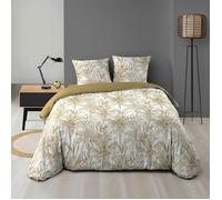 Douceur d'Intérieur – Parure de lit 3 pièces Dune – microfibre imprimée – 240 x 220 cm – Jaune