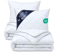 Parure couette blanche 200 x 220 cm avec 2 oreillers 80 x 80 cm, toute l’année, deuxième choix