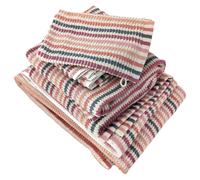 Parure de bain à rayures pur coton collection BREEZE 7 pièces rose