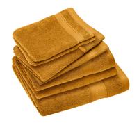 Parure de bain coton 550 g/m2 NAÏA par lot de 7 jaune Cumin