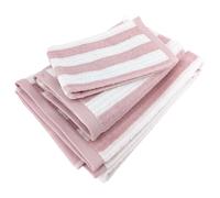 Parure de bain coton collection EFFICIENCE STRIPES 4 pièces rose flamingo