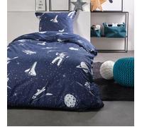 Parure de couette 140 x 200 ""Happy Moon"" Réversible 100% Coton / 57 Fils/cm² - -