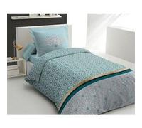 Parure de couette 140x200 cm HOME LINGE PASSION LOUXOR : Housse de couette + 1 taie d'oreiller - 100% Coton 57 Fils - Vert émeraude Vert G
