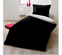 Parure de couette 2 pièces - HOME LINGE PASSION - 140x200 cm - 100% coton 57 fils - Noir/Blanc - Housse + taie