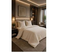 Parure de Couette 3 pièces en 100% gaze de coton 240x260 cm Beige ivoire