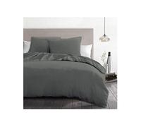 Parure de couette 3 pieces - - HP72075 - Microfibre 82 g - 240 x 260 cm - Gris anthracite