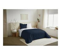 Parure de couette 3 Pièces réversible "Duo Premium" 260 x 240 cm King Size Bleu Nuit/Neige