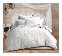 Parure de couette 3P "Louna" 240 x 220 cm Losange Gris Coton Pur