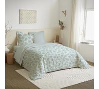 Parure de couette 4 pièces réversible 260 x 240 cm "Agathe Celadon" pour lit 160 x 200 cm C