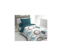 parure de couette audace - couette 140 x 200 cm + 2 taies d'oreiller 63x63 cm - bleu canard