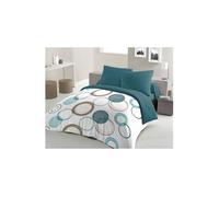 parure de couette audace - couette 240 x 260 cm + 2 taies d'oreiller 63x63 cm - bleu canard