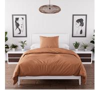 Parure de couette en microfibre lavée 140x200 cm BOHEME terra, par Soleil d'Ocre