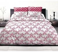 Parure de Couette HOME LINGE PASSION FRISE, Bordeaux, 100% Coton 57 Fils, Boutonnière Dissimulée