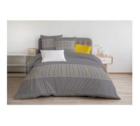 Parure de couette - HOME LINGE PASSION - NAT - 100% coton - Gris - 220x240 cm