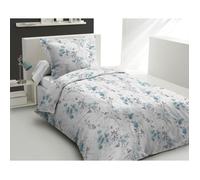 Parure de couette - HOME LINGE PASSION - POMPADOUR - 100% Coton - 140x200 cm - Blanc/Fleur