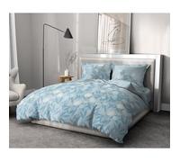Parure de couette HOME LINGE PASSION Tempête Florale - 3 Pcs - 240 x 260 - 100% Coton 57 Fils - Bleu