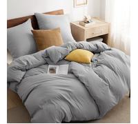 Parure de couette - Housse de couette et Taies d’oreiller - Bedsure - Gris - 135x200cm - Lot de 4 pièces - Brossage