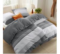 Parure de couette - Housse de couette et Taies d’oreiller - Bedsure - Gris intense - 135x200cm - Lot de 4 pièces