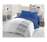 parure de couette microfibre ambroisie - 1 housse de couette 220 x 240 cm + 2 taies d'oreiller 63 x 63 cm - bleu Bleu G