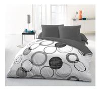 Parure de couette microfibre Audace - 1 housse de couette 240x260 cm + 2 taies d'oreiller 63x63 cm - Gris clair - HOME LINGE