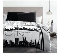 Parure de couette microfibre CITY BY NIGHT - Home Linge Passion - Gris - 240 x 260 cm - Motifs Fantaisies