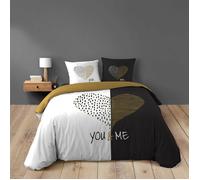 Parure de couette - MIU - Coeur or - 260x240 cm - Réversible - 2 taies 63x63 cm