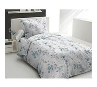 Parure de couette - POMPADOUR - 100% Coton - 140x200 cm - Blanc/Fleur Blanc G