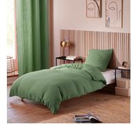 Parure de draps 3 pièces ""Noah"" Gaze de Coton pour lit 1 Place - 90x190 - Noah Olive