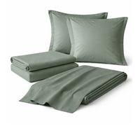 Parure de draps 4 Pièces en coton 57 fils 160 x 200 cm Cèdre - Drap-Housse, Drap Plat et 2 Taies d’Oreiller
