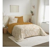 Parure de draps 4 pièces - MATIN CALIN - Agathe moutarde - 100% Coton - 57 Fils/cm² - Hypoallergénique