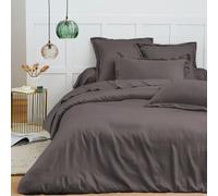 Parure de draps 4 pièces "Premium" pour lit 140 x 190 cm Ardoise Coton Pur