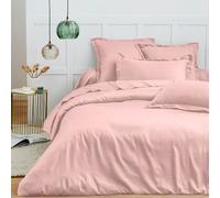 Parure de draps 4 pièces "Premium" pour lit 140 x 190 cm Rose Dragee Coton Pur