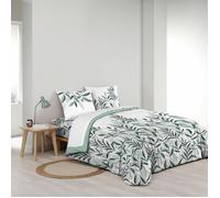 Parure de draps 4 pièces réversible Eldorado 100% coton 57 fils/cm² - Drap 240x300 / Drap-housse 140x190 cm - Vert
