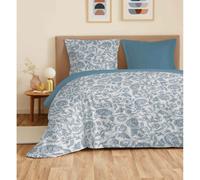 Parure de draps 4 pièces "Vanessa" pour lit 160 x 200 cm "Grande largeur" Salma Bleu
