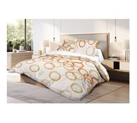 Parure de draps 4P ""Louna"" lit 140 x 190 Circle Orange Coton Pur - -