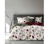 Parure de Draps imprimé 4 Pièces 2 Places - 1 Drap Plat + 1 Drap Housse au choix (140 cm ou 160 cm) bonnet 30 cm + 2 Taies d'oreiller 65 x 65 cm - 100% Coton 57 Fils/cm2, RED ONE, 140 X 190 CM