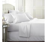 Parure de Draps- parure de lit 5 Pièces Luxe - 100% Percale de Coton Peigné -80 Fils/cm²- Drap Plat + Drap Housse 140 x 190 cm+2 Taies d’Oreiller + 1 Taie de Traversin-Qualité Premium (BLANC)