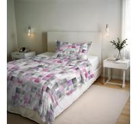 Parure de housse de couette RIVER - Produit en Italie - Set housse de couette 1 personne - Housse 150x200 cm + rabat et taie d'oreiller 50x80 cm - 80 % coton, 20 % fibres mélangées - Ili